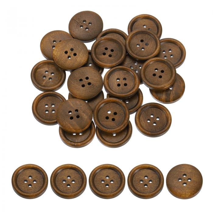 uxcell 木製ボタン 50個 25mm(1