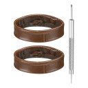 uxcell 2個 レザーウォッチバンドループ16mm交換用ウォッチバンドキーパーウォッチストラップホルダーリテーナーリストウォッチストラップファスナーリング 茶色
