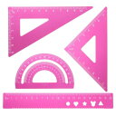 uxcell 4個セット 20mm アルミ三角定規 ジオメトリックプロトラクター 三角形 エンジニアリングスケール 製図定規キット オフィス ホーム用 ピンク