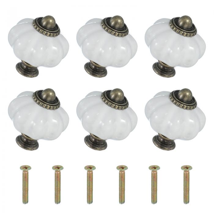 uxcell 6パックのセラミックノブ パンプキンセラミックキャビネットドロアノブレトロ装飾ドレッサープ..