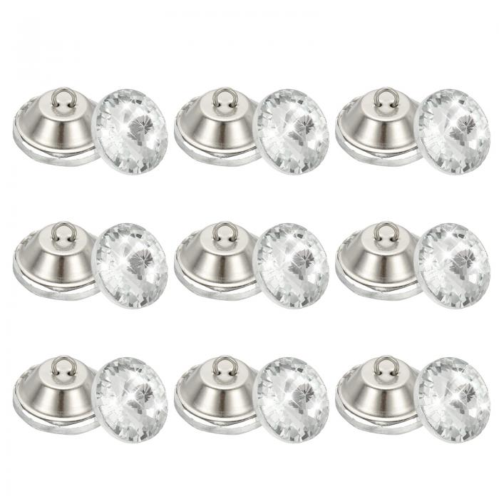 uxcell ラインストーン水晶ボタン25個 25mm 布張りタフティングボタン 金属ループ付き ソファベッド ヘ..