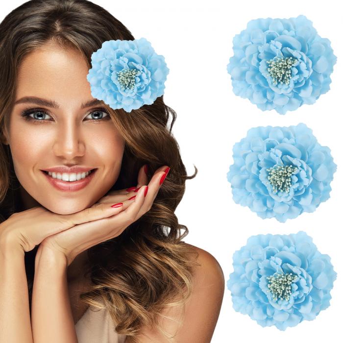 uxcell 3個 牡丹 花 ヘアクリップ 4.7インチ 人工生地 ヘッドフラワー 女性用ヘアピンコサージュDIYク..