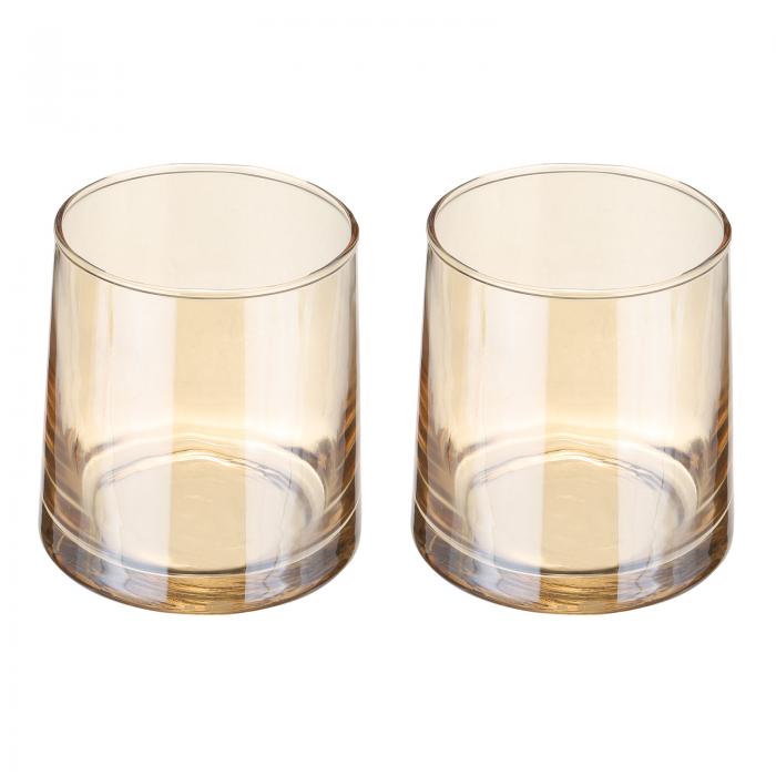 uxcell 2個セット ウイスキーグラス 8.5オンス クリア オールドファッションド ビア ホームバー 誕生日 記念日 アンバー