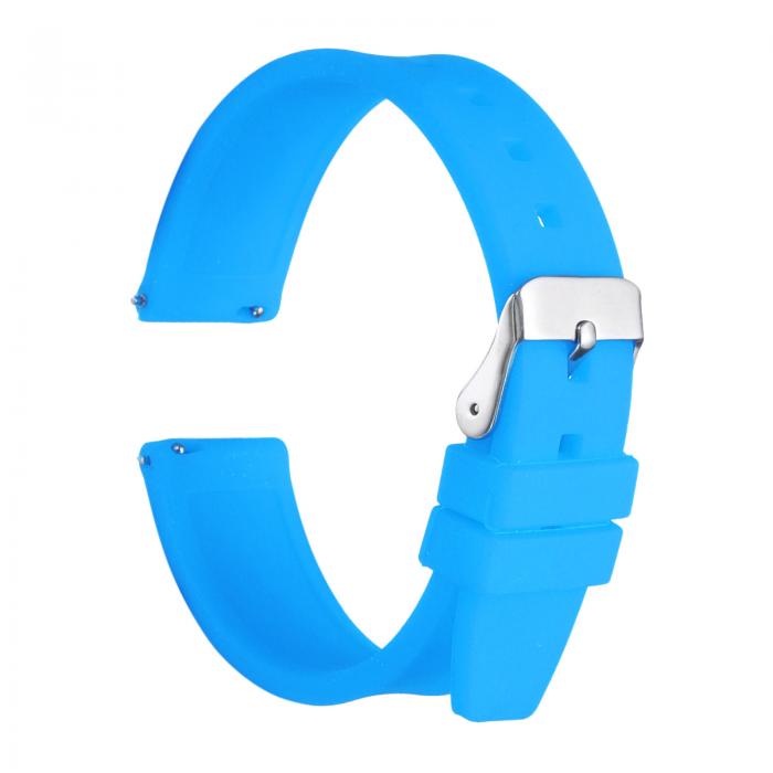 uxcell 18mmクイックリリースフレキシブルソフトラバーウォッチストラップ ステンレススチールシルバークラ スプ付き 男性用女性用 ライトブルー