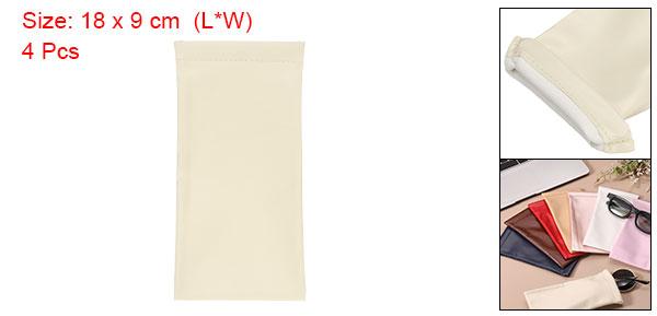 uxcell 4個セット ソフトメガネケース スクイー ズトップポータブルメガネバッグ レザーサングラスケース 男性と女性用サングラスケース（ベージュ）