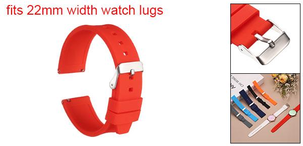 uxcell 22mm シリコンウォッチバンド クイックリリース 柔軟で柔らかいラバーウォッチストラップ ステンレススチール シルバークラ スプ付き メンズ・レディース用 レッド