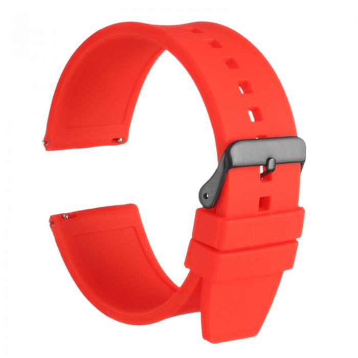 uxcell 26mm シリコンウォッチバンド クイックリリース 柔軟で柔らかいラバーウォッチストラップ ステンレススチール 黒クラ スプ付き メンズ・レディース用 レッド