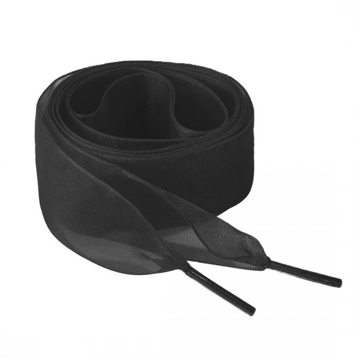 Allegra K 靴紐 透明 クリア リボン 靴ひも 平型 平ひも シューレース おしゃれ 幅 2.5cm 2足 ブラック 100x4cm