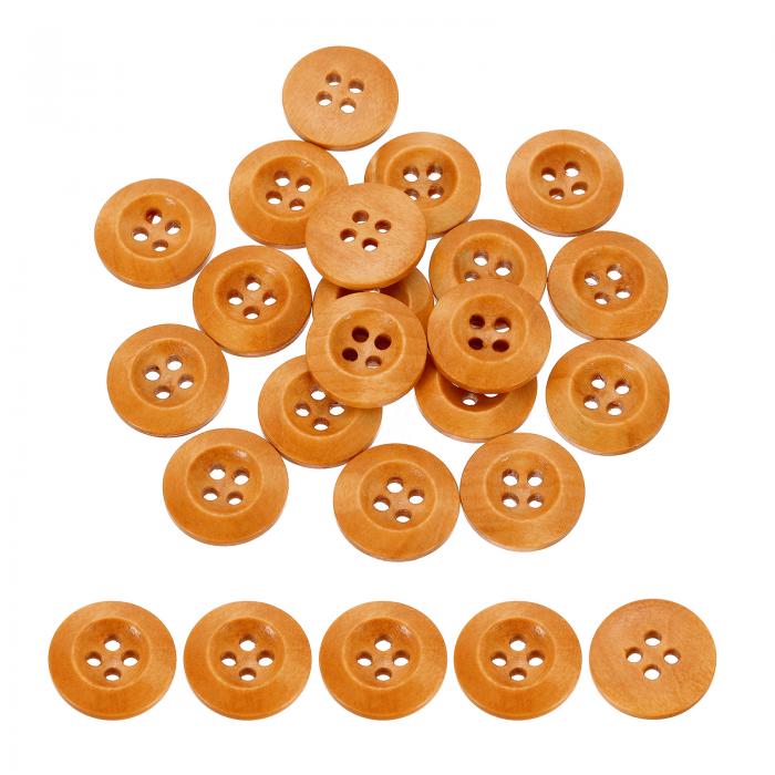 uxcell 木製ボタン 100個 18mm(3/4