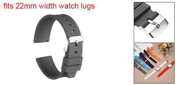 uxcell 22mmクイックリリースフレキシブルソフトラバーウォッチストラップ ステンレススチールシルバークラ スプ付き 男性用女性用 グレー