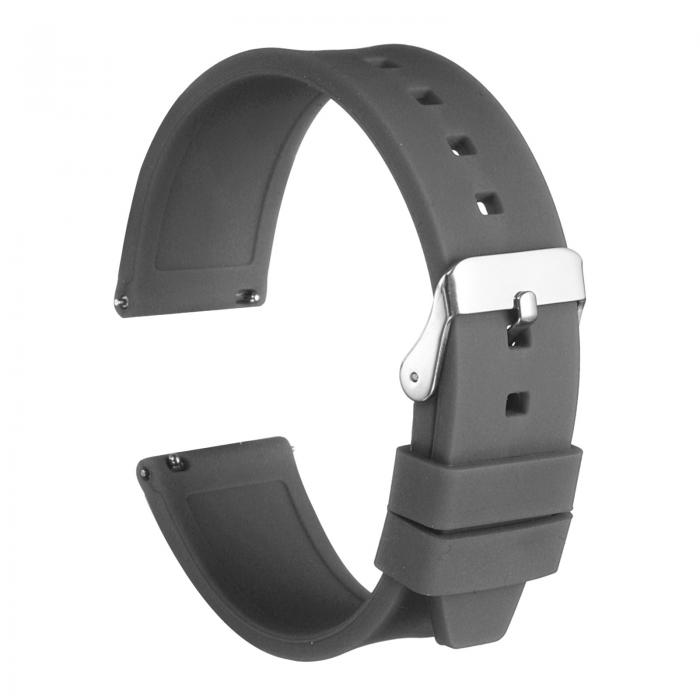 uxcell 22mmクイックリリースフレキシブルソフトラバーウォッチストラップ ステンレススチールシルバークラ スプ付き 男性用女性用 グレー