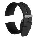 uxcell 26mm シリコンウォッチバンド クイックリリース 柔軟で柔らかいラバーウォッチストラップ ステンレススチール 黒クラ スプ付き メンズ・レディー...
