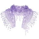 Elerevyo レースマンティラチュールスカーフ、ミサの結婚式の花嫁介添人のための三角形のヘッドカバー教会ベール ライトパープル 130x40cm
