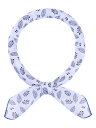 Elerevyo Women's Floral Printed Blended Cotton Scarves, 21.7x21.7" Small Square Flowers Headscarf Neckerchief Mini Leaf-White