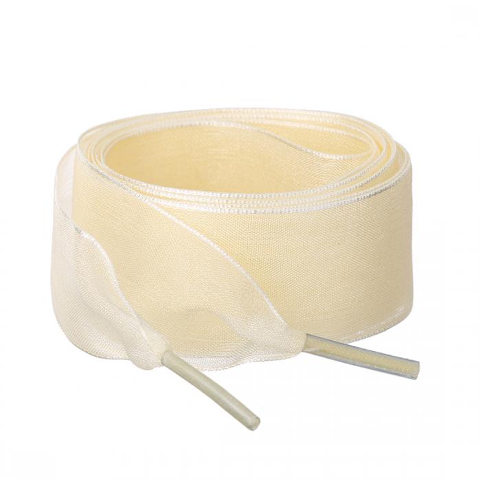 Allegra K 靴紐 透明 クリア リボン 靴ひも 平型 平ひも シューレース おしゃれ 幅 2.5cm 2足 ライトイエロー 80x4cm