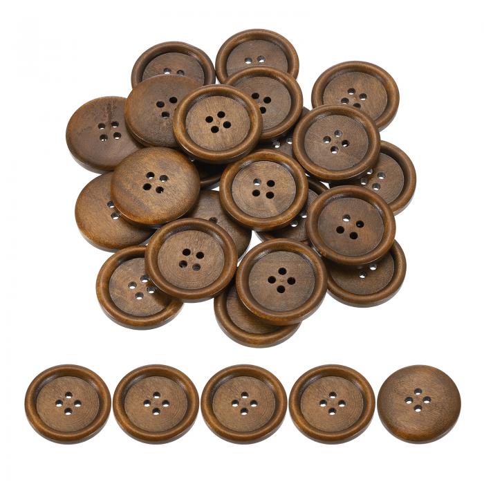 uxcell 木製ボタン 50個 30mm(1 3/16