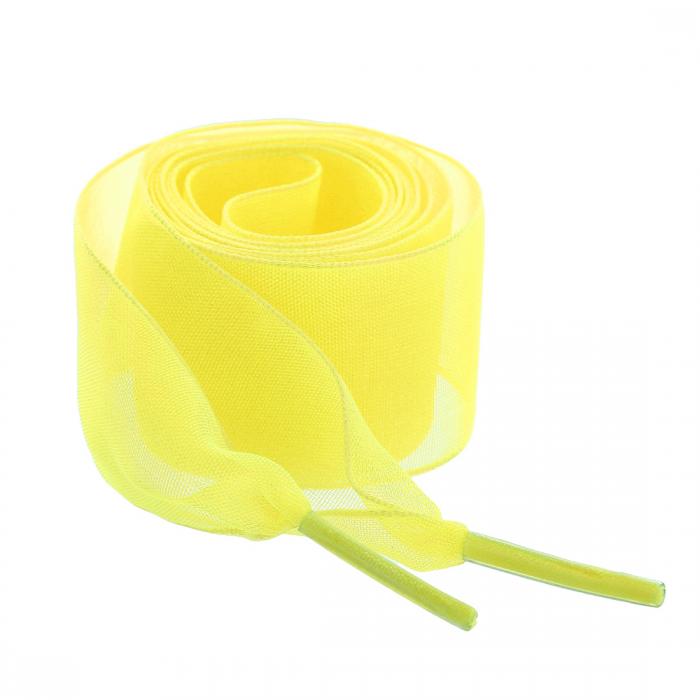 Allegra K 靴紐 透明 クリア リボン 靴ひも 平型 平ひも シューレース おしゃれ 幅 2.5cm 2足 イエロー 80x4cm