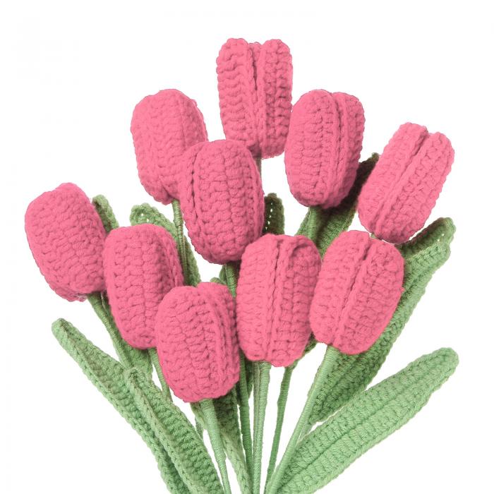 uxcell チューリップ 編み花 人工 編みチューリップ 完成した手作り 花束 贈り物 家庭用 誕生日 結婚式..