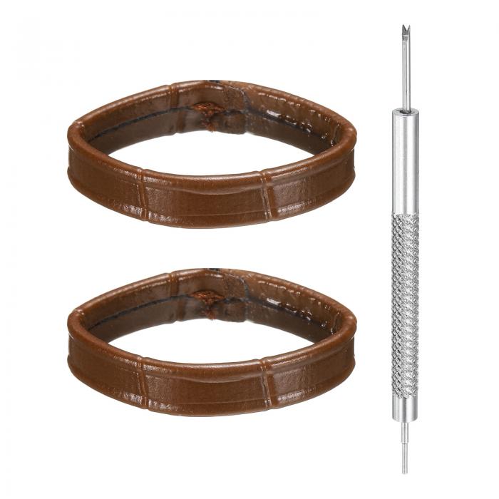 uxcell 2個 レザーウォッチバンドループ24mm交換用ウォッチバンドキーパーウォッチストラップホルダー..