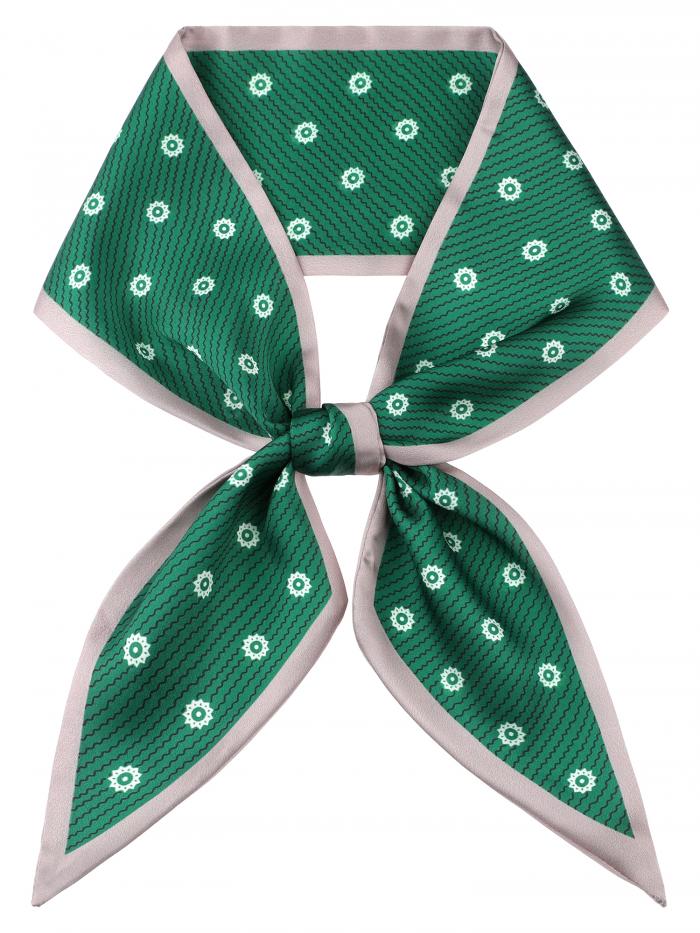 Elerevyo レディース コントラストカラー フローラルプリントスカーフ スキニーロング サテン シルキー..