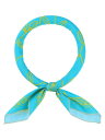 Elerevyo Women's Floral Printed Blended Cotton Scarves, 21.7x21.7" Small Square Flowers Headscarf Neckerchief Leaf-Blue Green