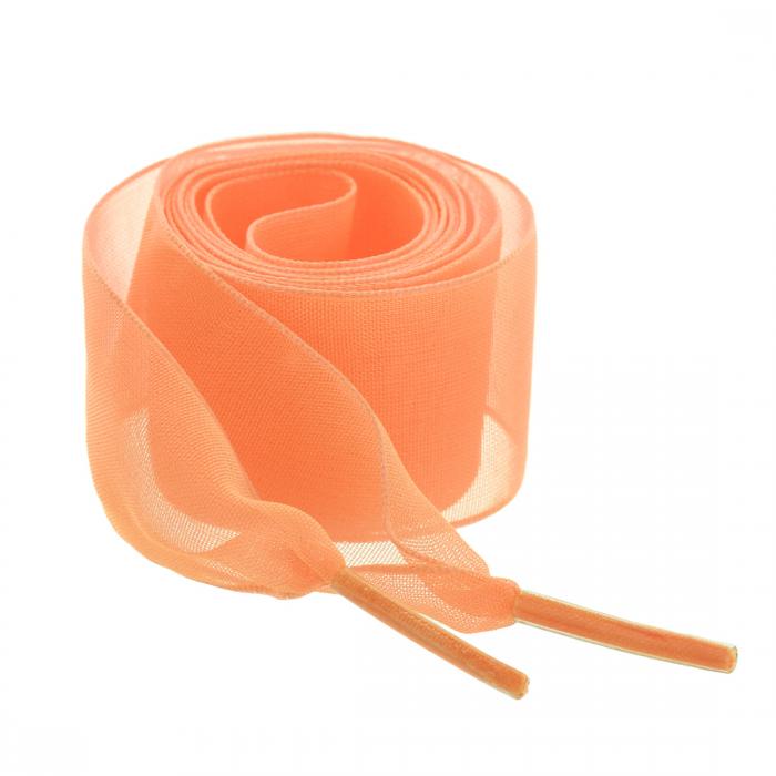 Allegra K 靴紐 透明 クリア リボン 靴ひも 平型 平ひも シューレース おしゃれ 幅 2.5cm 2足 オレンジ 60x4cm