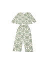 cheibear レディース パジャマセット 長袖 花柄 プルオーバー ラウンドネック タイフロント 2ピース ラウンジウェア ホワイトフローラル L