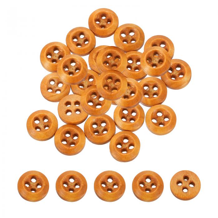 uxcell 木製ボタン 100個 9mm(3/8