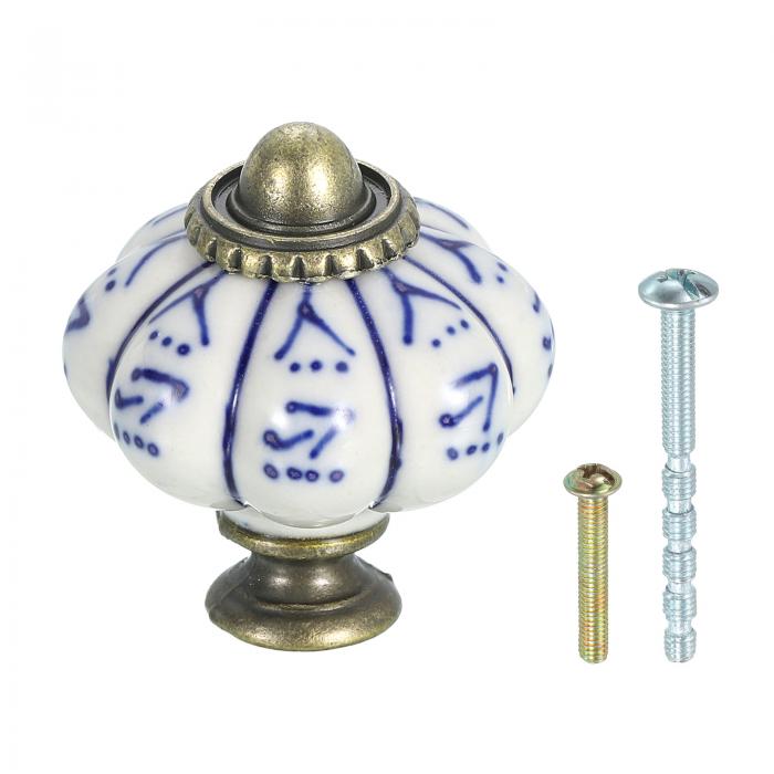 uxcell セラミックノブ 35mm/1.38" パンプキン キャビネットノブ ドロワープルハンドル ヴィンテージ ..