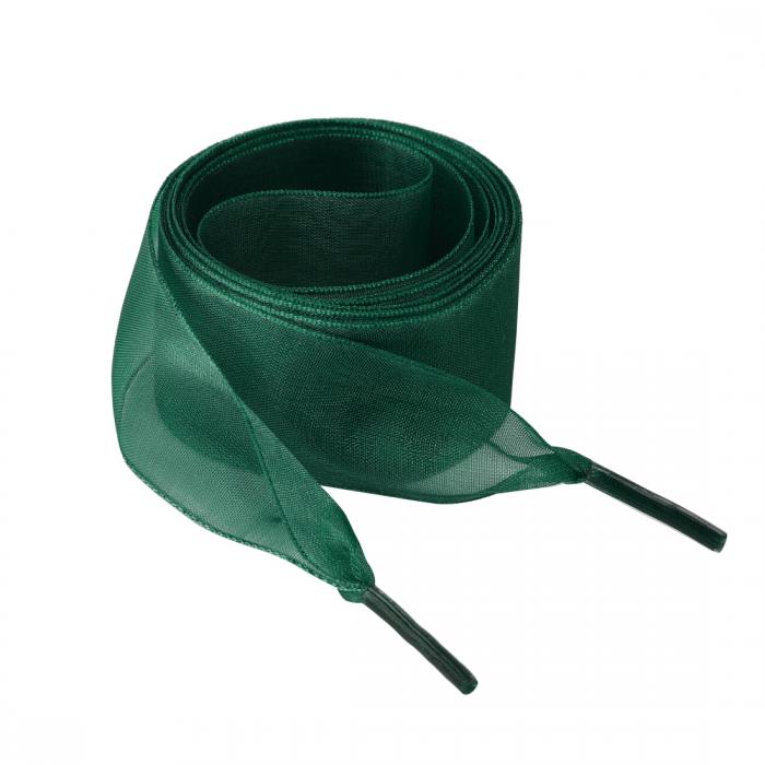 Allegra K 靴紐 透明 クリア リボン 靴ひも 平型 平ひも シューレース おしゃれ 幅 2.5cm 2足 ダークグリーン 60x4cm