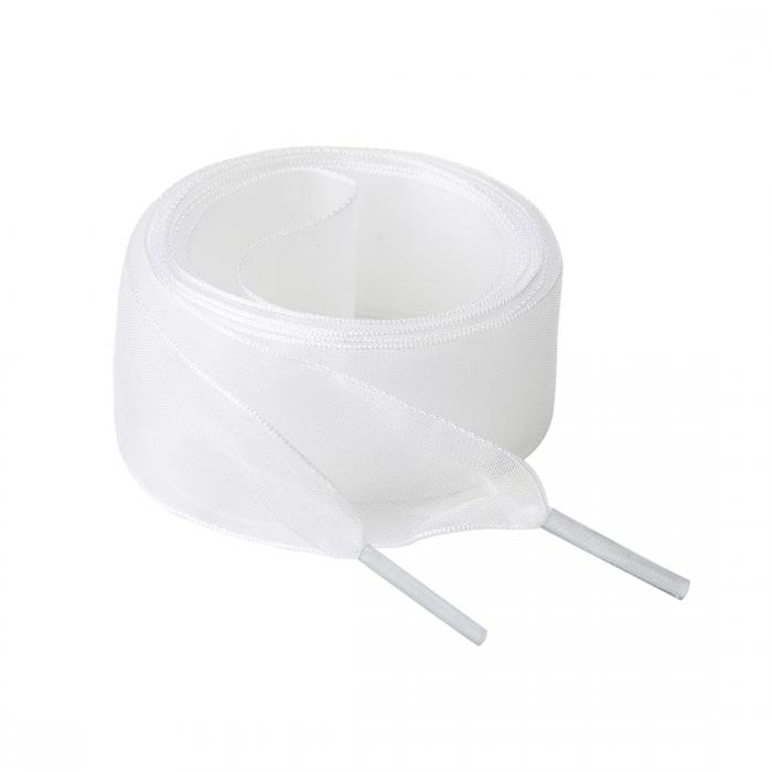 Allegra K 靴紐 透明 クリア リボン 靴ひも 平型 平ひも シューレース おしゃれ 幅 2.5cm 2足 ホワイト 100x4cm