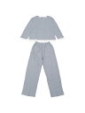 cheibear レディース ワッフルコットンパジャマ 長袖 パンツ付き 2ピース マッチングラウンジセット ポケット付き 青 XS