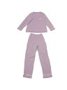 cheibear レディース コットンパジャマ リブ編み スリープウェア プルオーバートップス パンツ付き ラウンジセット ポケット付き 紫の S