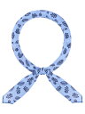 Elerevyo Women's Floral Printed Blended Cotton Scarves, 21.7x21.7" Small Square Flowers Headscarf Neckerchief Mini Leaf-Light Blue