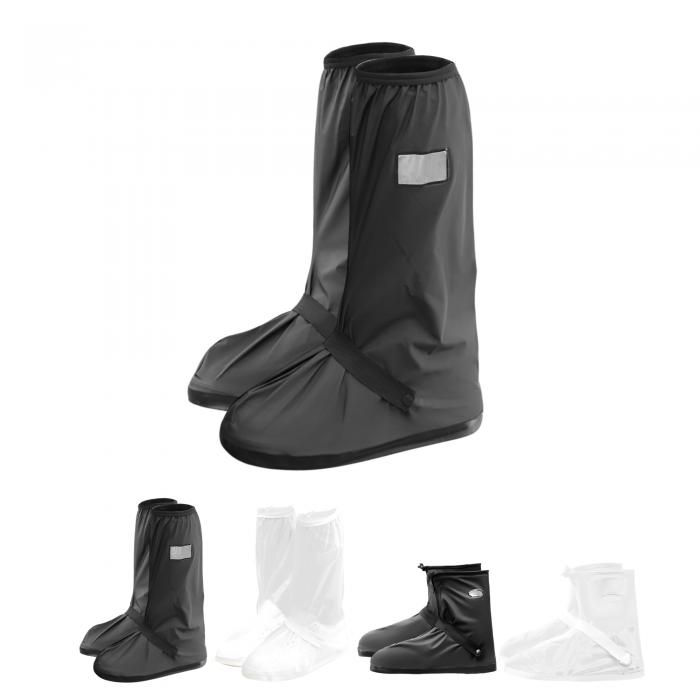 CAPASTEC シューズカバー 防水 靴カバー Mサイズ 28cm レインシューズカバー 雨靴カバー 適応靴サイズ目安24-24.5 ハイカット 反射固定バンド付き 黒