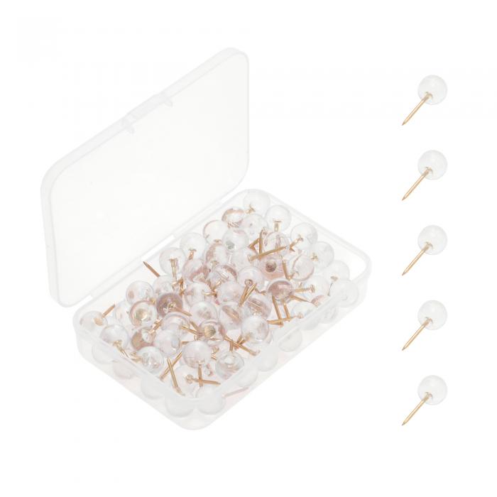 CAPASTEC 画鋲 画びょう 押しピン 透明 美術 オフィス 学習 固定用 掲示板や工作用 収納ケース付き 100..
