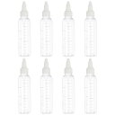 PATIKIL 110 ml/4 OZ プラスチック製絞るボトル 白いねじキャップ付き 8 個グラデーション付きラウンドディスペンシングボトル 液体 クラフト オイル 調味料用空ボトル