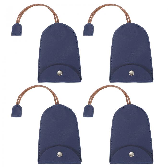 PATIKIL カーキーケース 4個のPUレザーキーポーチ キーフォブホルダー カーオフィスキー用のバックル付きキーチェーンバッグスリーブ ダークブルー