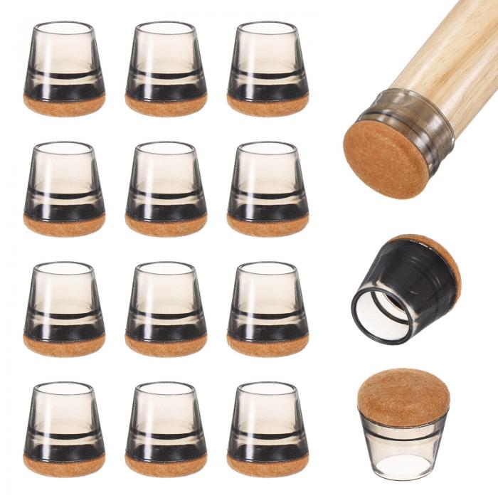 M METERXITY 16個セット 椅子脚床保護具 0.59-0.7" シリコンカップ丸いフェルト家具パッド ハードウッ..