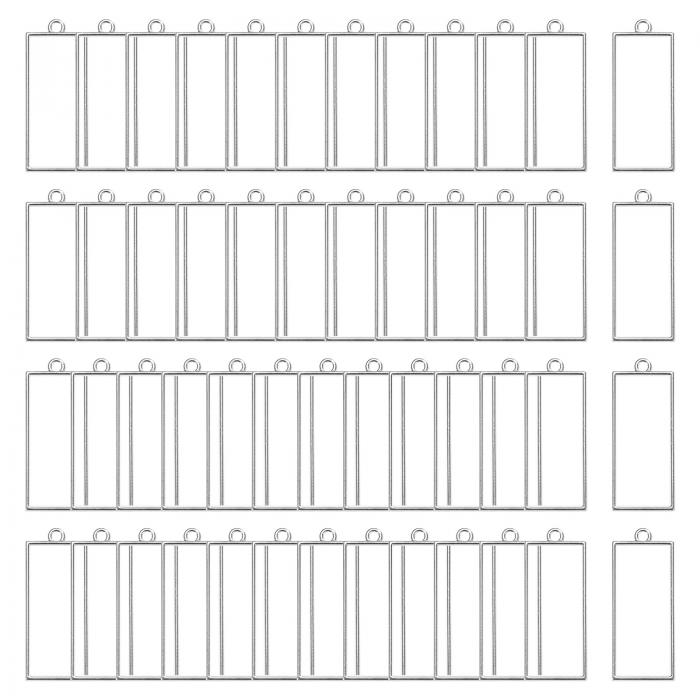 M METERXITY 50個セット レジン用オープンベゼル レジン宝石作り/ DIYイヤリングネックレス用 長方形オ..