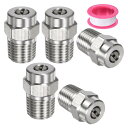 M METERXITY 表面洗浄チップ 5個パック - 15度 1/4" NPT オス 高圧洗浄機ノズル クリーナーノズル交換用 ステンレススチール シーリングテープ付き ウォーターガンに適用 (1.514mmオリフィス)