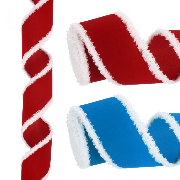 PATIKIL 12ヤード x 63.5 mm クリスマスリボン ベロアリボン ギフトラッピングリボン クラフト バースデー 結婚式 フェスティバル ホリデー装飾 レッド ブルー