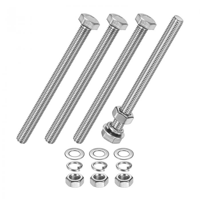M METERXITY 4個パック 六角頭ネジ ボルト ナット付き 平座金とロックワッシャー M8x95mm ステンレスス..