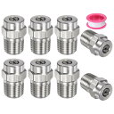 M METERXITY 表面洗浄チップ 8個パック - 25度 1/4" NPT オス 高圧洗浄機ノズル クリーナーノズル交換用 ステンレススチール シーリングテープ付き ウォーターガンに適用 (1.382mmオリフィス)