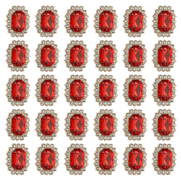 PATIKIL 30個のラインストーン装飾品、ハンドクラフト水晶ラインストーンボタン装飾ゴー ルドベースジェムスレッドラインストーンクラフト用