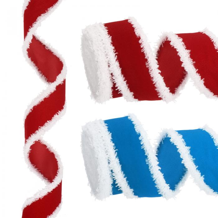 PATIKIL 12ヤード x 38.1 mm クリスマスリボン ベロアリボン ギフトラッピングリボン クラフト バースデー 結婚式 フェスティバル ホリデー装飾 レッド ブルー