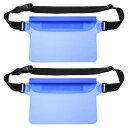 uxcell 2個防水ポーチ 防水ファニーパック 浮き袋 調節可能なウエストストラップ 旅行 ビーチ 水泳 カヤック ボート プール アクセサリー クリアブルー