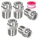 M METERXITY 表面洗浄チップ 5個パック - 15度 1/4" NPT オス 高圧洗浄機ノズル クリーナーノズル交換用 ステンレススチール シーリングテープ付き ウォーターガンに適用 (1.449mmオリフィス)