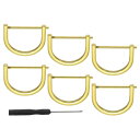 PATIKIL 1-1/2" Dリングねじ込みシャックル 6個 ホースシューU字型Dリング亜鉛合金半円形バックル 財布キーチェーンカラーアクセサリークラフト用交換品 金色