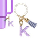 PATIKIL スタンレータンブ ラーカップ用のレター装飾アクセサリー、レターKキーチェーンハンドル装飾、かわいいイニシャルレターとタッセル、女性用タンブ ラー...